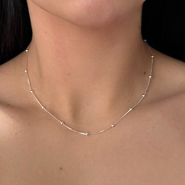 Chocker em prata 925 de Bolinhas - 40cm - Imagem 2