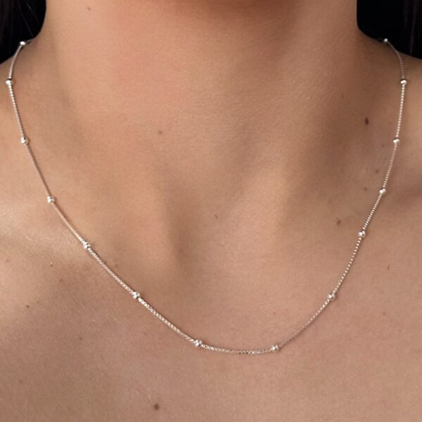 Chocker em prata 925 de Bolinhas - 45cm - Imagem 3