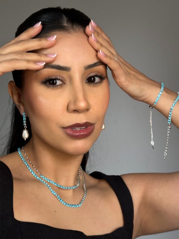 PULSEIRA RIVIERA ZIRCÔNIAS AZUL BANHO DE PRATA - Imagem 2