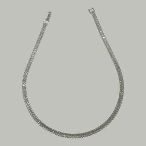 COLAR RIVIERA ZIRCÔNIAS BAGUETE CRISTAL COM FECHO GAVETA BANHO DE PRATA