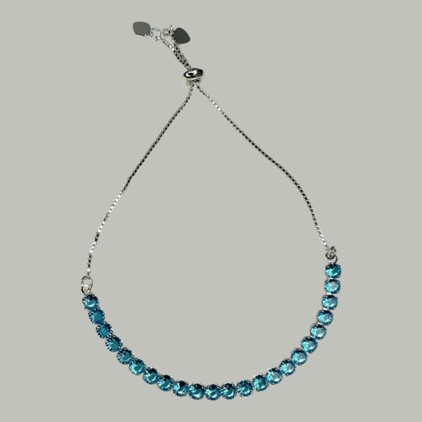 PULSEIRA REGULÁVEL CORRENTE VENEZIANA E RIVIERA ZIRCÔNIAS AZUL BANHO DE PRATA