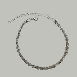 PULSEIRA CORDAO BAIANO 4 MM 17 CM BANHO DE PRATA
