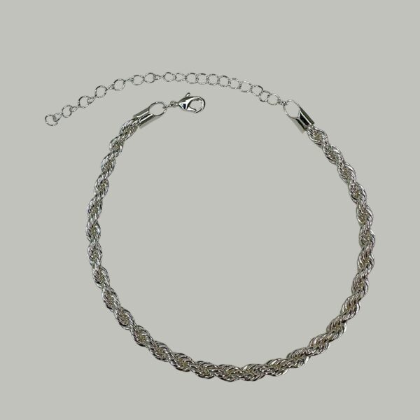 PULSEIRA CORDAO BAIANO 4 MM 17 CM BANHO DE PRATA
