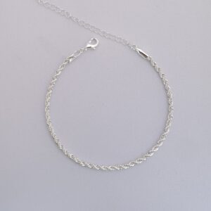 PULSEIRA CORDAO BAIANO 2,5 MM 17 CM BANHO DE PRATA