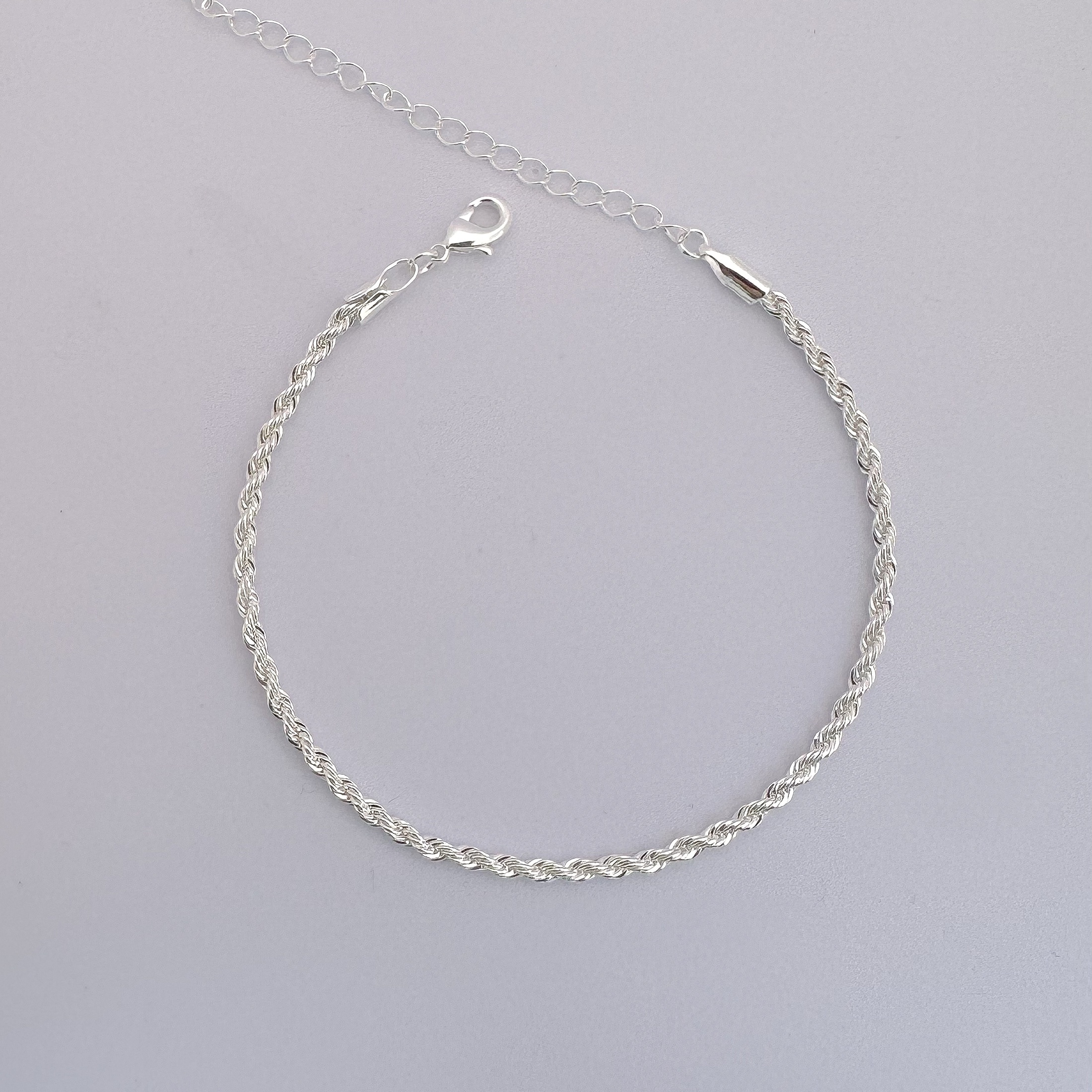 PULSEIRA CORDAO BAIANO 2,5 MM 17 CM BANHO DE PRATA