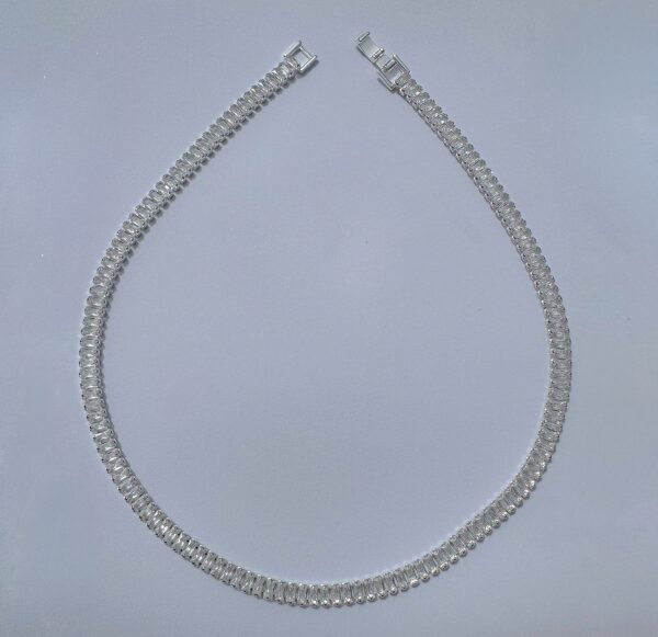 COLAR RIVIERA ZIRCÔNIAS BAGUETE CRISTAL COM FECHO GAVETA BANHO DE PRATA