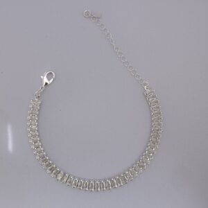 PULSEIRA  RIVIERA ZIRCÔNIAS BAGUETE TURMALINA BANHO DE PRATA