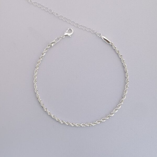 PULSEIRA CORDAO BAIANO 2,5 MM 17 CM BANHO DE PRATA
