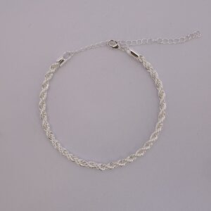 PULSEIRA CORDAO BAIANO 4 MM 17 CM BANHO DE PRATA