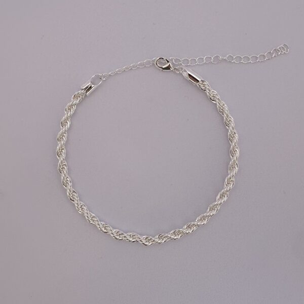 PULSEIRA CORDAO BAIANO 4 MM 17 CM BANHO DE PRATA