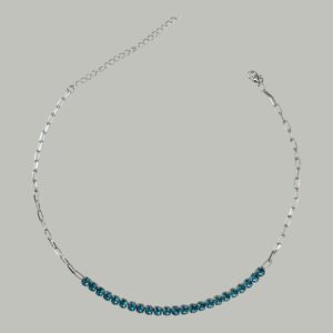 CHOKER CARTIER COM RIVIERA ZIRCÔNIAS AZUL BANHO DE PRATA