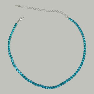 CHOKER RIVIERA ZIRCÔNIAS 4MM AZUL BANHO DE PRATA